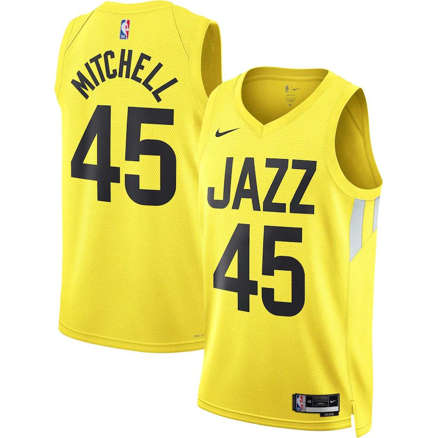 Men Utah Jazz #45 Donovan Mitchell Nike Gold Icon Edition 2022-23 Swingman NBA Jersey->customized nba jersey->Custom Jersey